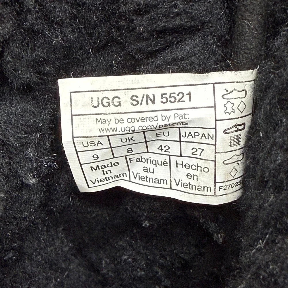 UGG Butte Mens Duck Snow Boot 9 Black Leather Waterproof Sherpa Shearling Vibram